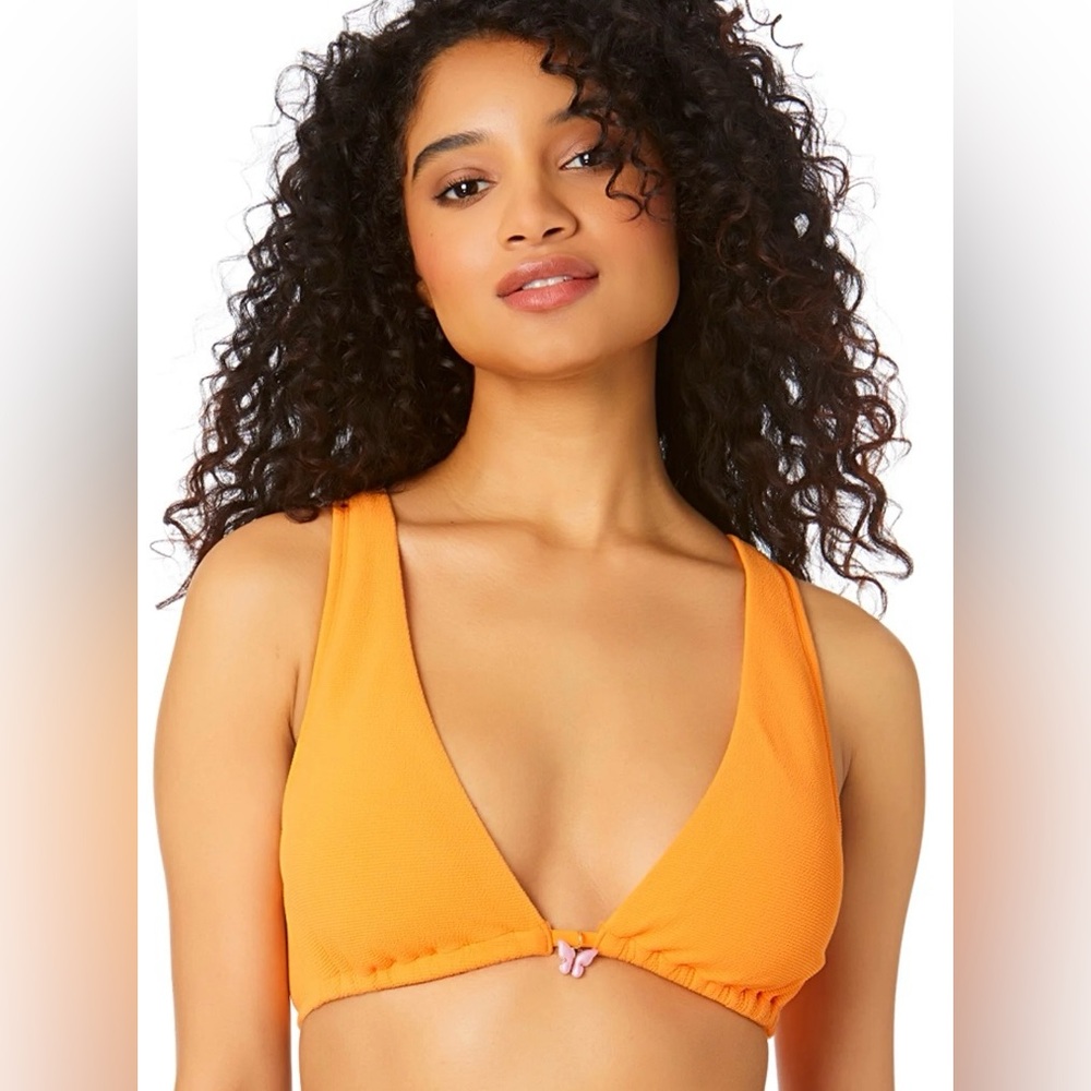 Celebrity Pink Junior's Orange Lace Up Swim Top